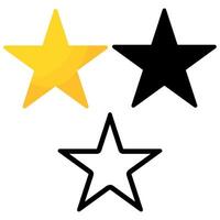 Stars set in gold, black and outline set of stars, elements for ratings, web or app icons, isolated on a transparent background vector