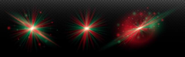 three red and green lights on a black background vector
