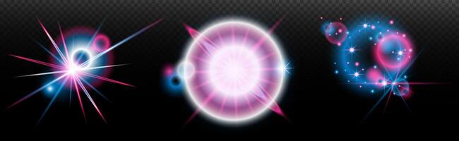 a set of three glowing lights and a star vector