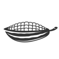 Cocoa pod silhouette isolated on white background vector
