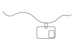 Badges id cards holders continuous line drawing vector
