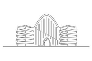 Building continuous one line isolated on white background vector