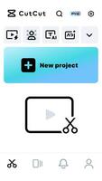 Start menu in the Editing mobile app. Start new project. Vertical format vector