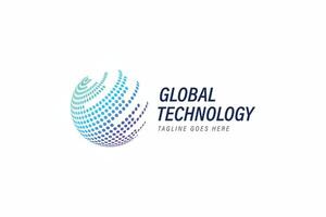 Modern and Futuristic Global Technology Logo with Abstract Digital Globe Design vector