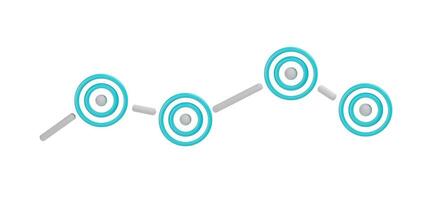 3d render data visualization data. Three-dimensional graph analytics. Abstract progress chart. Target circulation technology. Statistic infographic of planning, success, business strategy vector