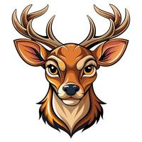 a deer head with horns white background vector