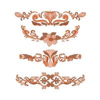 Hand drawn art nouveau frame and borders ornament collection on red colour vector