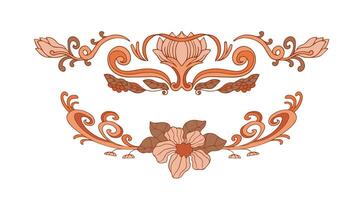 set art nouveau frame and borders ornament on white background vector