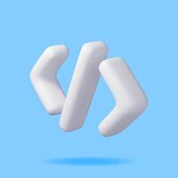 3d code icon isolated on blue. Render computer software language symbol. Computer programming language. Web development code interface sign vector