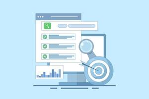 SEO optimization Promotion Concept. Web browser for digital marketing concept. Website analysis strategy and innovation research. Optimize Your Site in form. Graphic icon illustration. vector