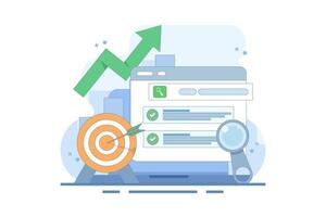 SEO optimization Promotion Concept. Web browser for digital marketing concept. Website analysis strategy and innovation research. Optimize Your Site in form. Graphic design illustration. vector