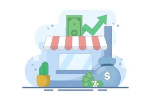 concept of supporting small and medium enterprises. investment or funding to improve and develop local businesses to continue to grow. investors invest money into shops. flat illustration. vector