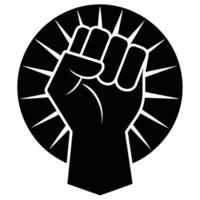A black and white clenched fist in a circle vector