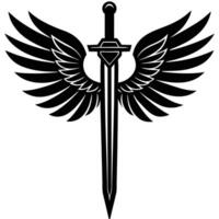 Sword with wings vector