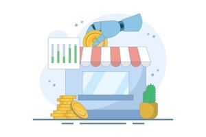 concept of supporting small and medium enterprises. investment or funding to improve and develop local businesses to continue to grow. investors invest money in stores. design illustration. vector