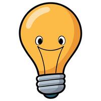 A cartoon light bulb with a smile on it vector