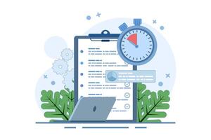 Project Management Concept, software development planning, resource and budget planning, project schedule diagram, gantt chart for work deadline, project management software. flat cartoon design vector