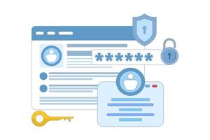 Two-step verification concept to protect personal data. User authorization, login authentication and information protection. Flat Cartoon Illustration, icon. vector