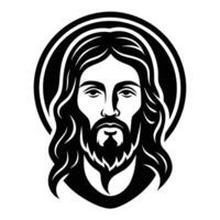 Jesus christ face with a circle around it vector