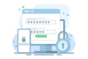 Two-step verification concept to protect personal data. User authorization, login authentication and information protection. Flat Cartoon Illustration, icon. Stylish design. vector