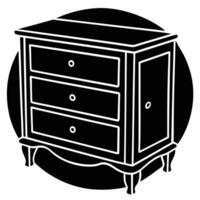 A black and white illustration of a dresser vector