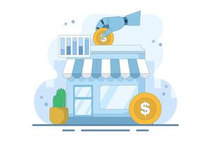 concept of supporting small and medium enterprises. investment or funding to improve and develop local businesses to continue to grow. investors invest money in stores. minimalist illustration. vector