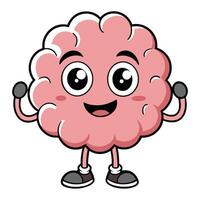 Cartoon brain character with arms up and legs crossed vector
