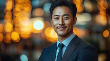 A man in a suit and tie smiling photo