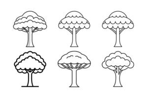 6 Tree Icon on White Background Minimalist Nature Symbol vector