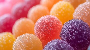 A close up of a bunch of colorful gummy bears photo