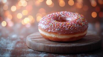 A delectable chocolate glazed donut photo