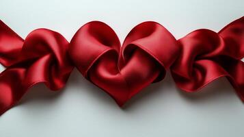A red heart shaped bow with a red ribbon photo