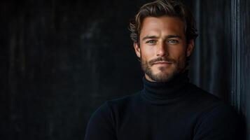 A man in a black turtle neck sweater photo