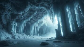 Ice caves in the snow photo