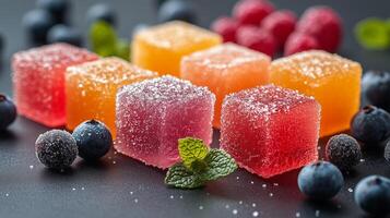 Colorful jellies on a black background photo