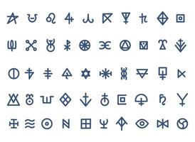 Set Runes Symbols. Abstract Digital Glyphs for Sci-Fi, AI, and Cyber Interfaces vector