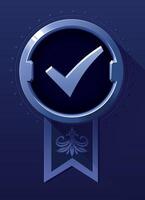 Blue Checkmark Badge. Quality Certification and Approval Symbol vector