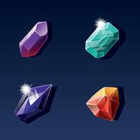 Shiny Colored Gems Set. Collection of Precious Crystals in Various Colors vector