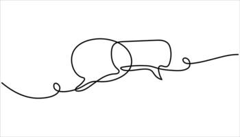 Speech bubble shape continuous one line drawing. Talk text box, feedback message box and comment , Speech Bubble Single Line Icon vector