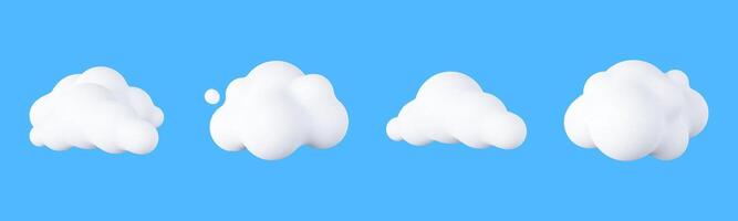 3D Cartoon Clouds. Soft, Puffy Cumulus Shapes in a Playful Style. vector