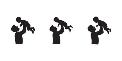Fathers and Children Silhouettes Displaying Joyful Connection. vector