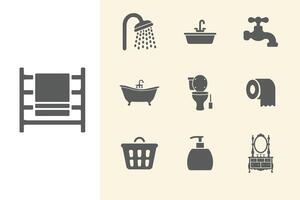 Bathroom Icons Simple Clean and Smooth Solid and Outline Styles vector