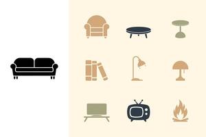 Home and Furniture Icons Simple Clean and Smooth Solid and Outline Styles vector