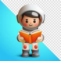 Astronaut reading a book, 3d. Suitable for education and design elements vector