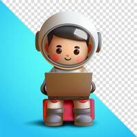 Astronaut using laptop, 3d. Suitable for education and design elements vector