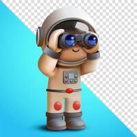 Astronaut looking with binoculars, 3d. Suitable for education, search and design elements vector