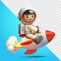 Astronaut riding a rocket, 3d. Suitable for education and design elements vector