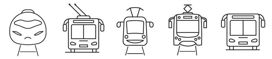 Linear icons of public transport. Public transport. vector