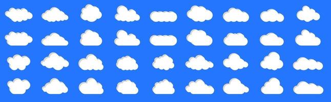 Clouds in the sky with shadow. Abstract white set of clouds isolated. vector