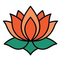 A Vibrant Illustration of a Lotus Flower with Bold Outlines and a Simplified Design vector